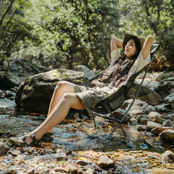 Кресло туристическое Naturehike Stellaluna L04 складное, черное, высокая спинка, до 150 кг