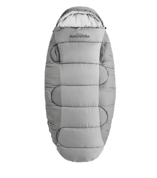 Мешок спальный Naturehike Oval PS200, 220х95 см, (правый) (ТК: +9°C), серый