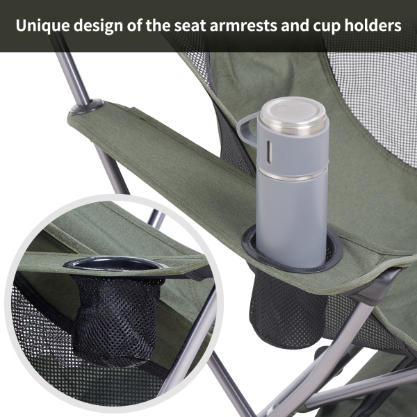Кресло туристическое Naturehike YL06 складное, 47х36,5х98,5 см, высокая спинка, до 150 кг, зеленое