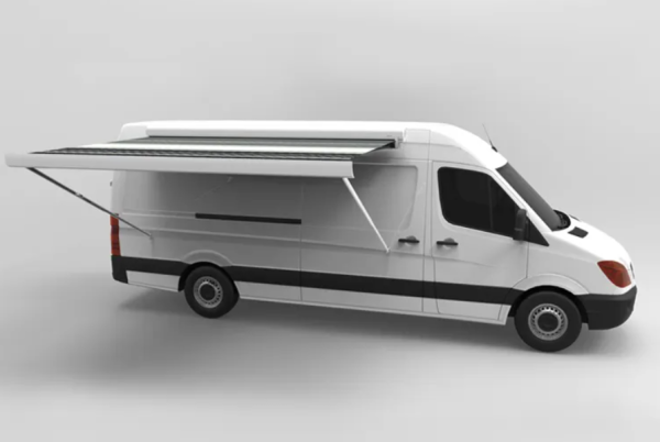 Маркиза автомобильная РИФ 4,5х2,5 м кассетная с электроприводом, корпус белый