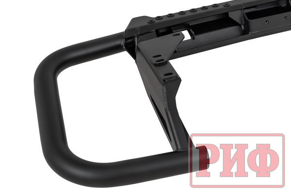 Бампер РИФ силовой задний Toyota Land Cruiser 200 2007-2015 c квадратом под фаркоп и калиткой, стандарт