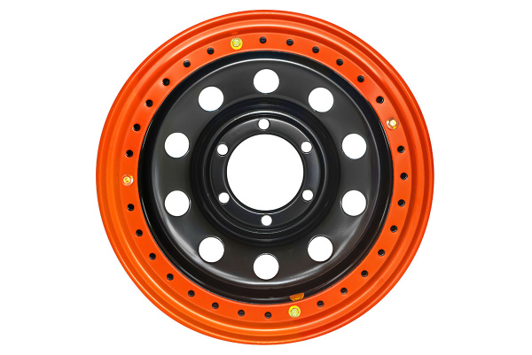 Диск усиленный стальной черный 6x139,7 8xR16 d110 ET-19 с бедлоком (оранжевый)