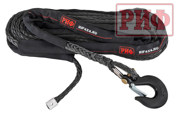 Трос для лебёдки синтетический РИФ 14 мм/22 м черный (готовый)