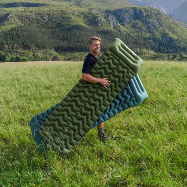 Коврик надувной Naturehike FC01 200х60х9,5 см, с подушкой, зеленый
