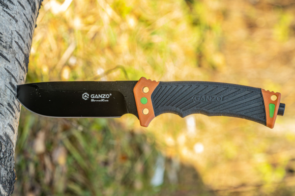 Нож туристический GANZO, длина 243 мм, сталь 8CR13, оранжевый, с паракордом, в ножнах