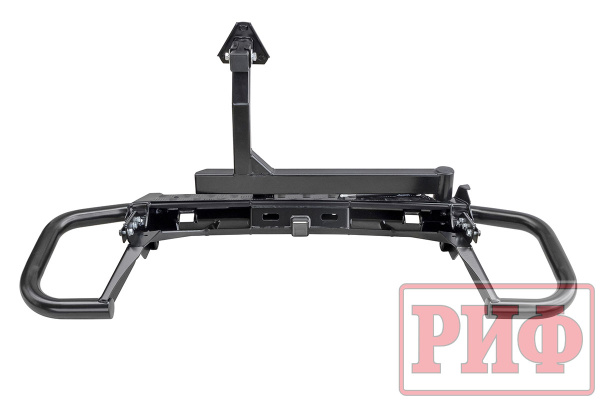 Бампер РИФ задний силовой/защита штатного бампера Mitsubishi Pajero Sport 2015-2020 c квадратом под фаркоп, калиткой, подсветкой номера