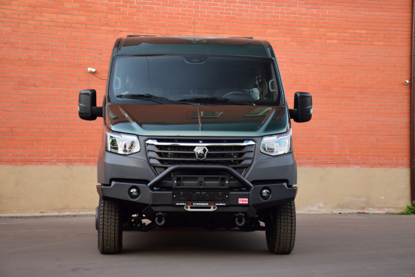 Бампер РИФ силовой передний для ГАЗ Соболь NN 4x4 под штатные фары, с центральной защитной дугой, стандарт