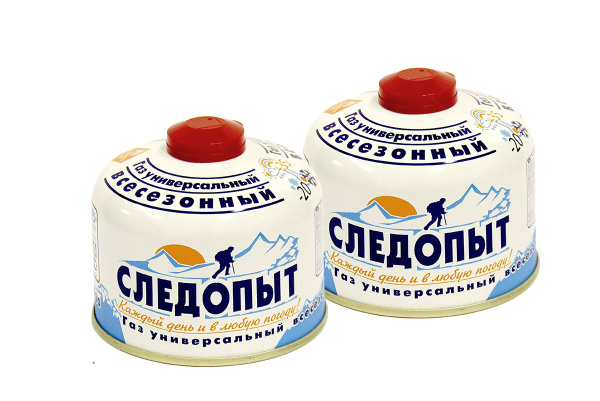 Баллон газовый резьбовой СЛЕДОПЫТ 230 гр., всесезонный? комплект 2 шт.