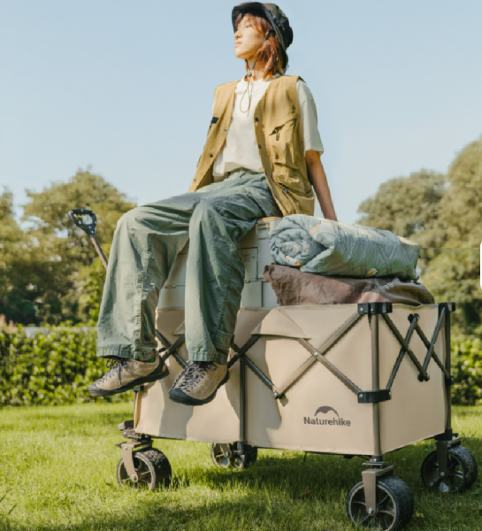 4 Тележка туристическая Naturehike 100х65,5х108 см, бежевая