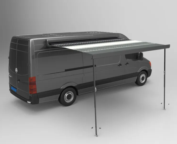 Маркиза автомобильная РИФ 4,5х2,5 м кассетная, привод механический, электромотор, корпус черный