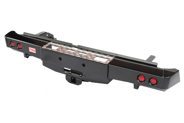 Бампер РИФ силовой задний Nissan Navara D40 2005-2014 с площадкой под лебёдку, квадр. под фаркоп и фонарями