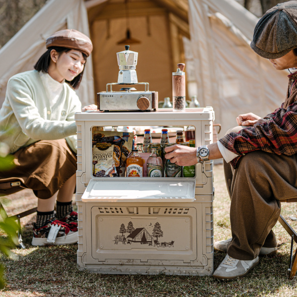 Ящик туристический Naturehike 50 л, трансформер, со столешницей, бежевый