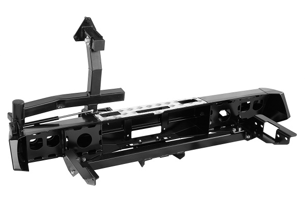 Бампер РИФ силовой задний Toyota Hilux 2015+ с площадкой под лебёдку, квадратом под фаркоп, калиткой, фонарями, подсветкой номера