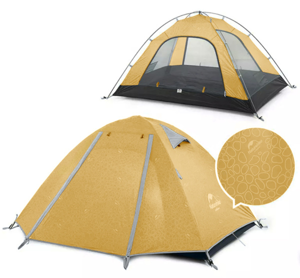 Палатка Naturehike P-Series 4-местная, алюминиевый каркас, желтая