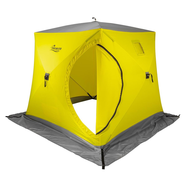 Палатка зимняя PREMIER утепл. Куб ЛОНГ-2 желтый/серый