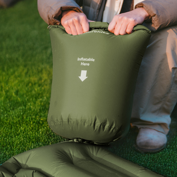 Коврик надувной Naturehike FC01 200х60х6,5 см, с подушкой, зеленый