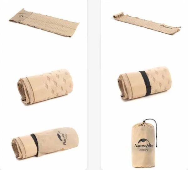 1.Коврик самонадувающийся с подушкой Naturehike, 296х65х3 см, желтый