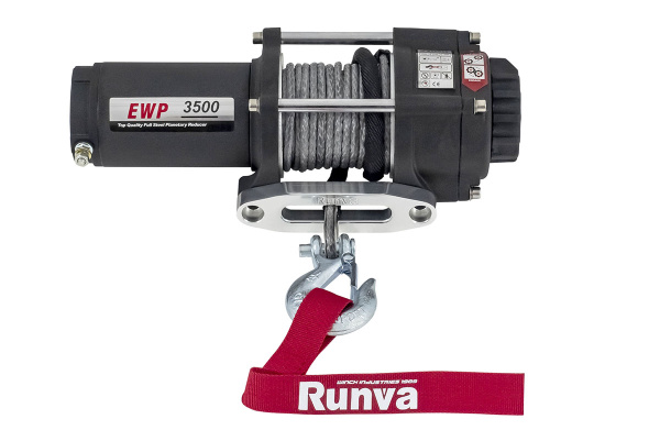 Лебёдка электрическая 12V Runva 3500A lbs 1588 кг (синтетический трос)