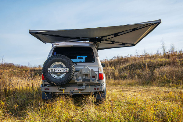 Маркиза автомобильная РИФ веерная, безопорная 2х2,3 м (правая) Маркиза автомобильная РИФ веерная, безопорная 2х2,3 м (правая)