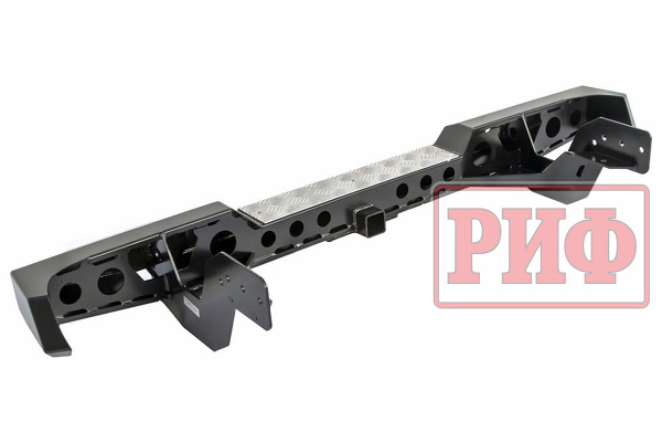 Бампер РИФ силовой задний Mitsubishi L200 2005-2015 (кузов 1350 мм) с квадратом под фаркоп и фонарями