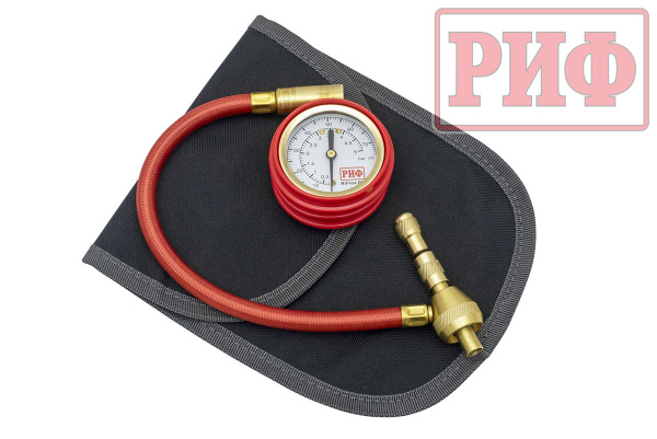 Дефлятор с манометром РИФ аналоговый 2" с шлангом от 0,3 до 5 атм