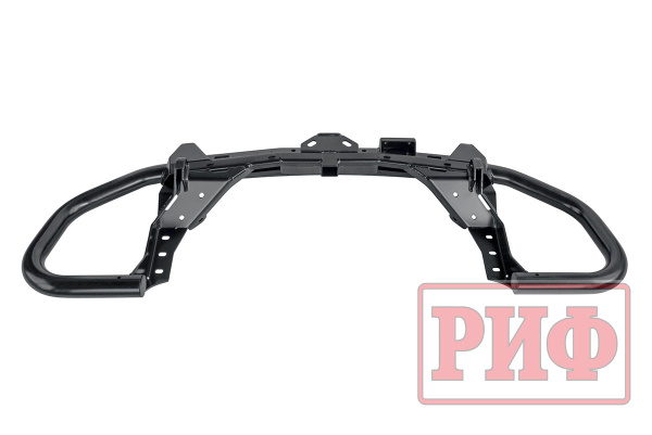 Бампер РИФ задний силовой/защита штатного бампера Toyota Fortuner 2015+ c квадратом под фаркоп, калиткой, подсветкой номера