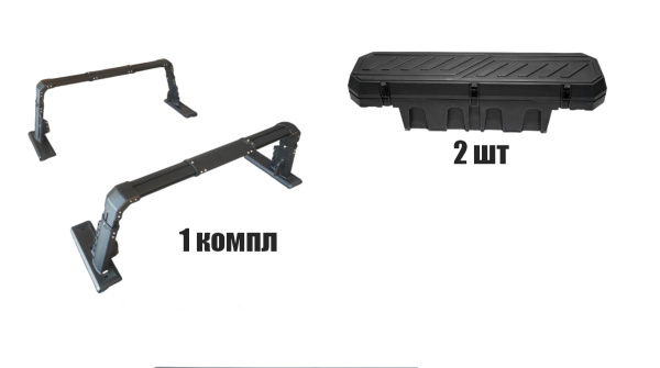 Силовой каркас-кунг Baja Racing (тип А) с 2-мя малыми рыбацкими ящиками Mitsubishi L200, Isuzu D-MAX, Nissan Navara