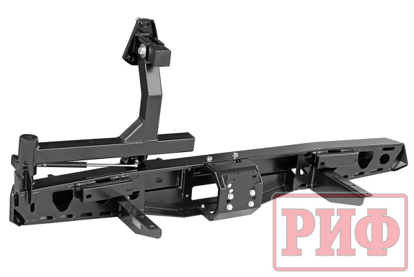 Бампер РИФ силовой задний УАЗ Буханка с площадкой под лебёдку, калиткой и фонарями, стандарт