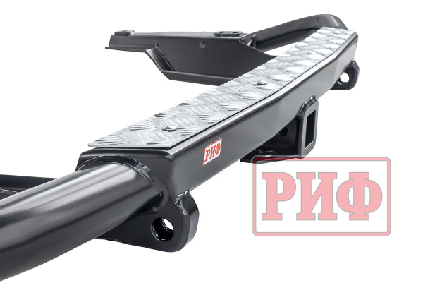 Бампер задний силовой/защита штатного бампера РИФ Toyota Land Cruiser Prado 120 c квадратом под фаркоп