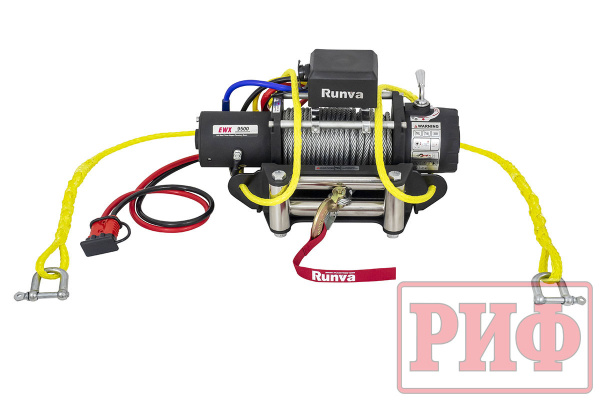 Лебёдка переносная РИФ 9500S c квадратом для фаркопа, стальной трос (облегченная)