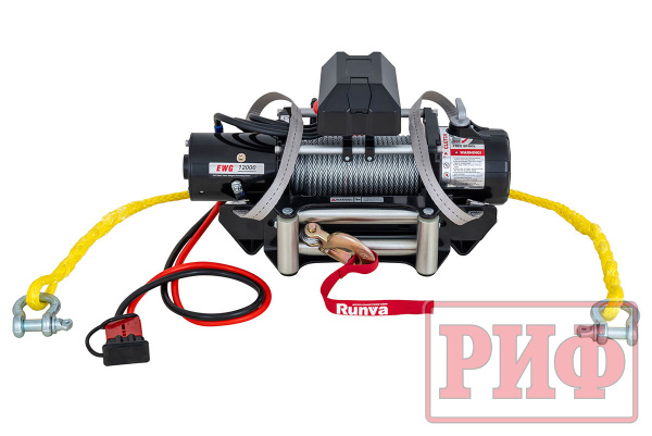 Лебёдка переносная РИФ 12000 c квадратом для фаркопа, стальной трос (облегченная)