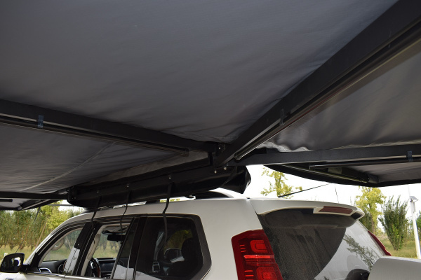 Маркиза автомобильная РИФ веерная, безопорная 2,3х2 м (левая), увеличенная, серая