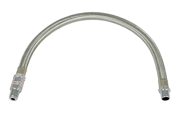 Шланг метализированый 50 см с обратным клапаном 3/8" (папа) х 3/8" (папа)