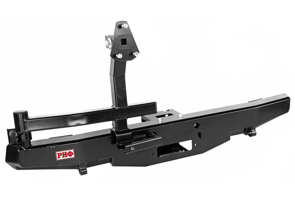 Бампер РИФ силовой задний УАЗ Хантер с площадкой под лебедку, калиткой, подсветкой номера лифт 65 мм