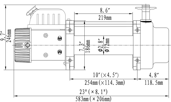 Лебёдка электрическая (индустр.) 12V Runva 12000 lbs 5700 кг