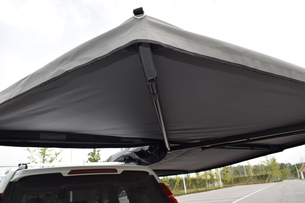 4 Маркиза автомобильная РИФ веерная, безопорная 2,3х2 м (правая), увеличенная, серая